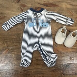 Carters Little Brother Footed OnePiece 0M and SweetnSwag OffWhite Booties Size 1